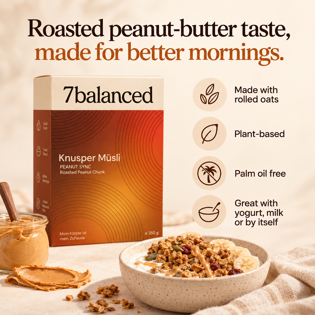 Peanut sync granola box beside bowl of muesli with peanut-butter clusters
