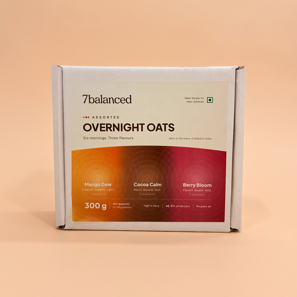 Assorted overnight oats box with Mango Dew, Cocoa Calm, Berry Bloom; 300 g